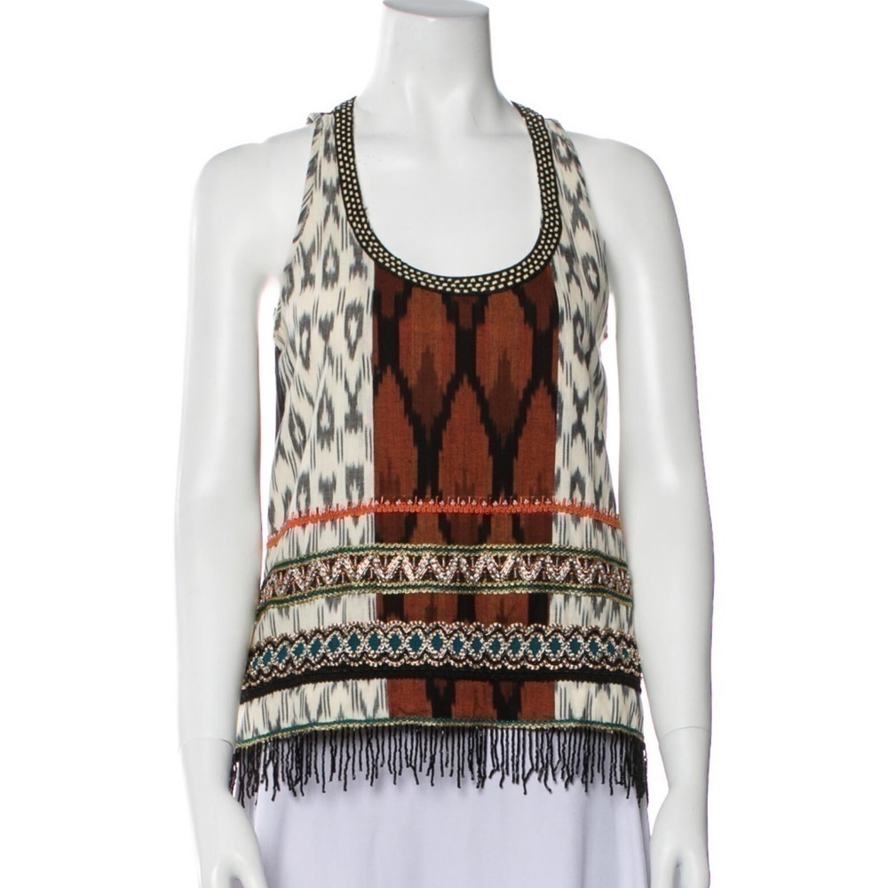 Nicole Miller Fringe Beaded Top